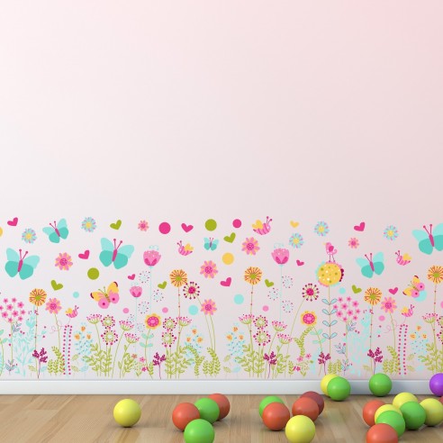 Sticker COLOURFUL BUTTERFLIES AND FLOWERS SKIRTING